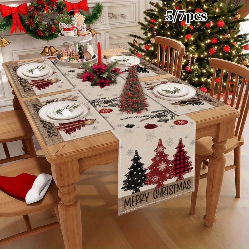 Christmas Table Runner - مفرش طاولة أمريكي ريفي لعيد الميلاد