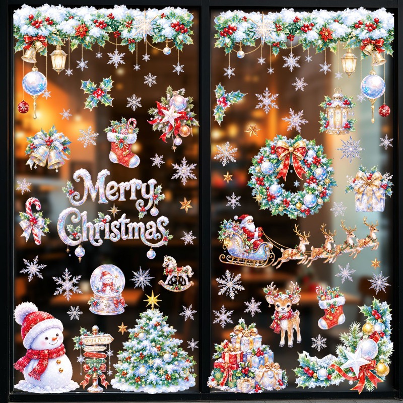 Snowflake Window Decal - 9 أوراق ملصقات نوافذ ثابتة لعيد