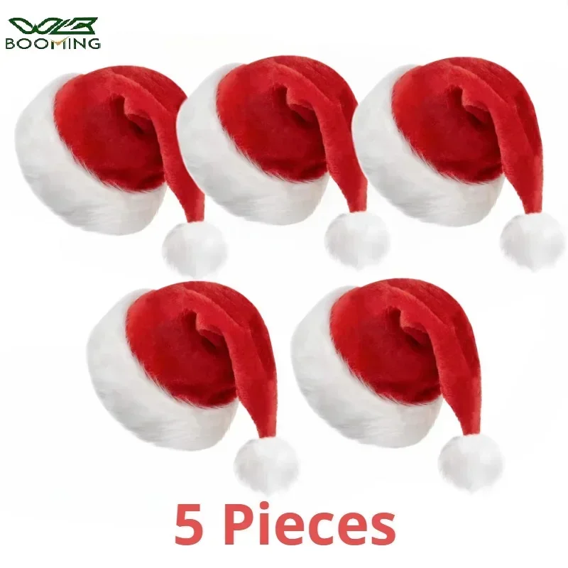 Santa Hat Plush - 5/1 قطعة قبعة عيد الميلاد القطيفة
