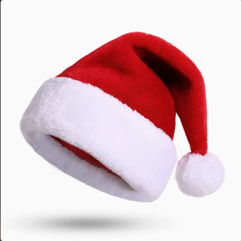 Santa Hat Plush - قبعة سانتا كلوز لعيد الميلاد، قبعة