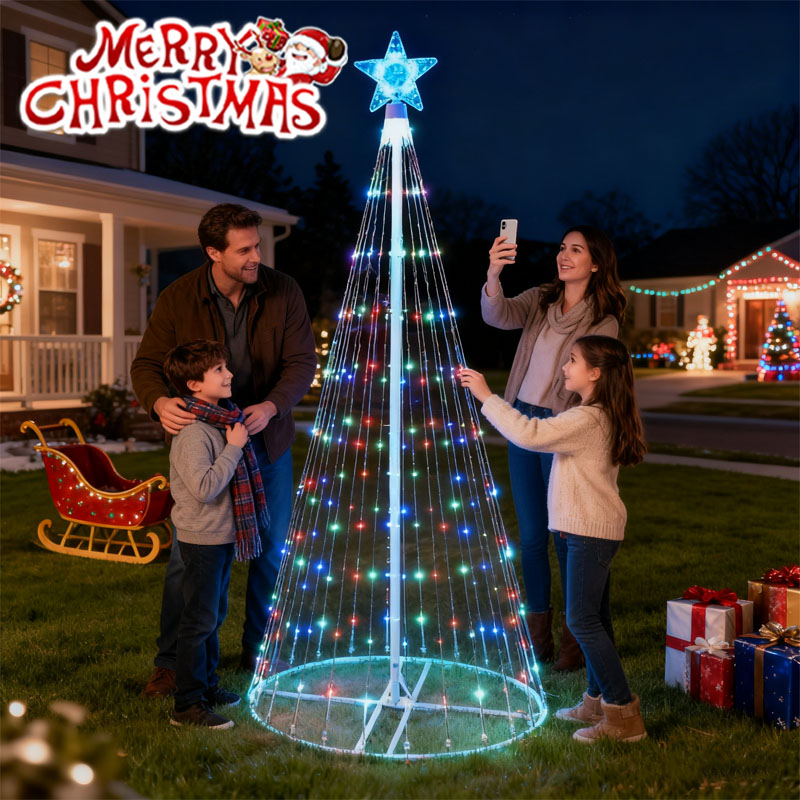 Star Tree Topper - تعمل بالطاقة الشمسية LED شلال سلسلة