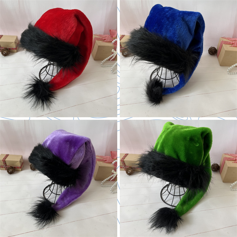 Santa Hat Plush - قبعة سانتا كلوز القطيفة للأطفال والكبار،