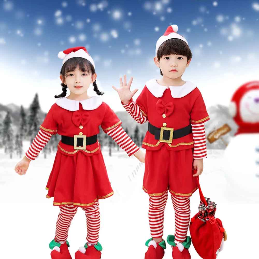 Elf Costume Christmas - مجموعة قزم عيد الميلاد للأطفال -