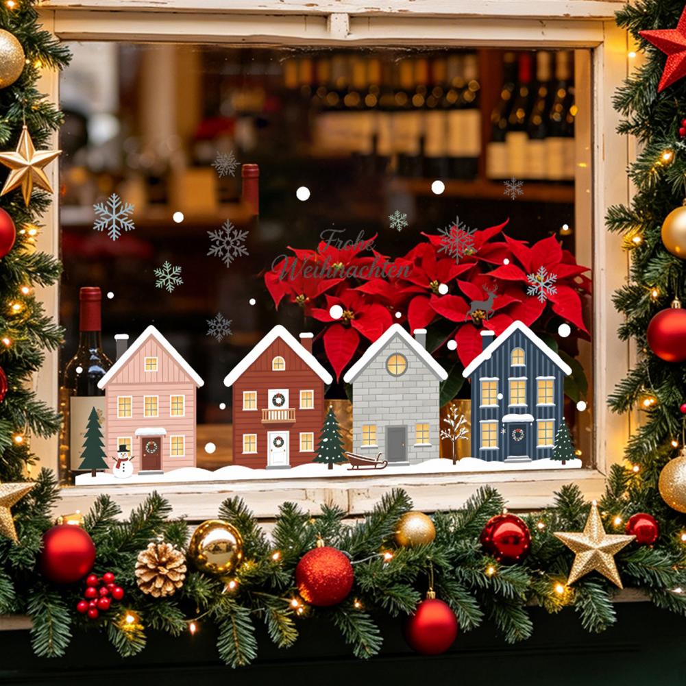 Snowflake Window Decal - ملصقات شجرة التنوب والغزلان (قطعتان) لتزيين