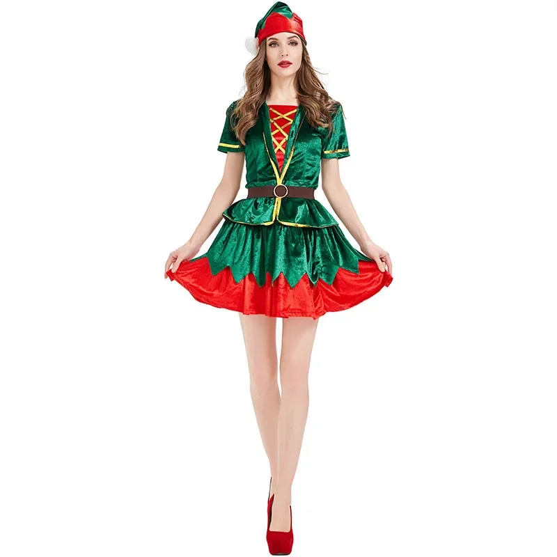 Elf Costume Christmas - المرأة عيد الميلاد الأخضر قزم زي