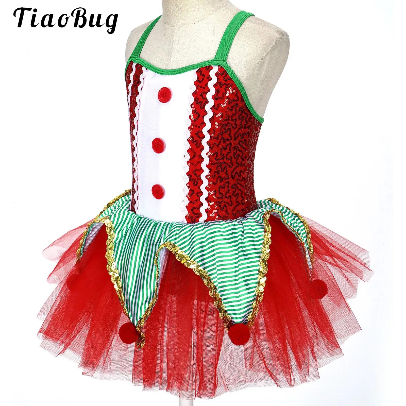 Elf Costume Christmas - أطفال بنات أكمام الترتر الباليه توتو