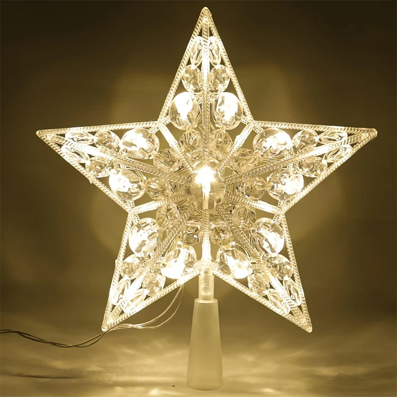Star Tree Topper - 15 سنتيمتر عيد الميلاد الديكور متوهجة