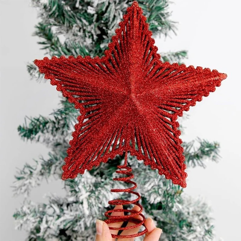 25 سنتيمتر الأحمر بريق شجرة عي - مراجعة Star Tree Topper وسعره