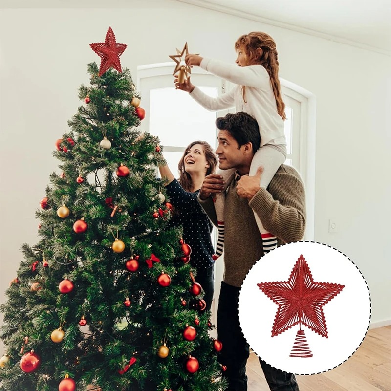 25 سنتيمتر الأحمر بريق شجرة عي - مراجعة Star Tree Topper وسعره