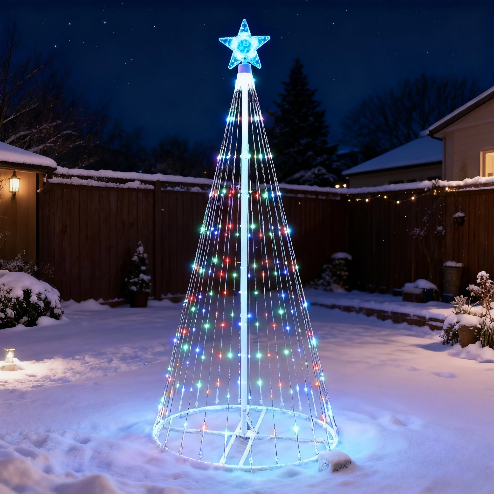 تعمل بالطاقة الشمسية LED شلال  - مراجعة Star Tree Topper وسعره