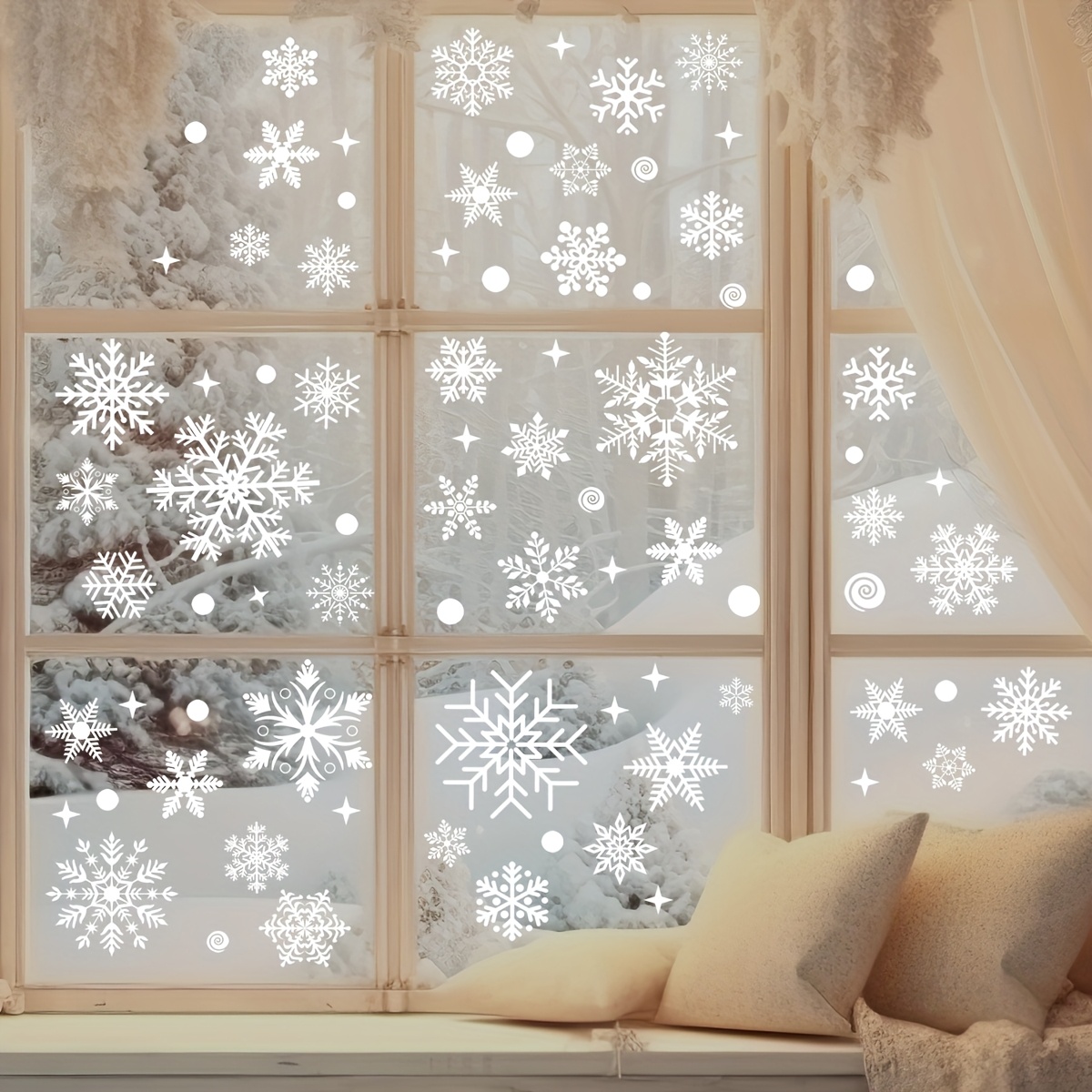 137 قطعة من ملصقات ندفة الثلج  - مراجعة Snowflake Window Decal وسعره