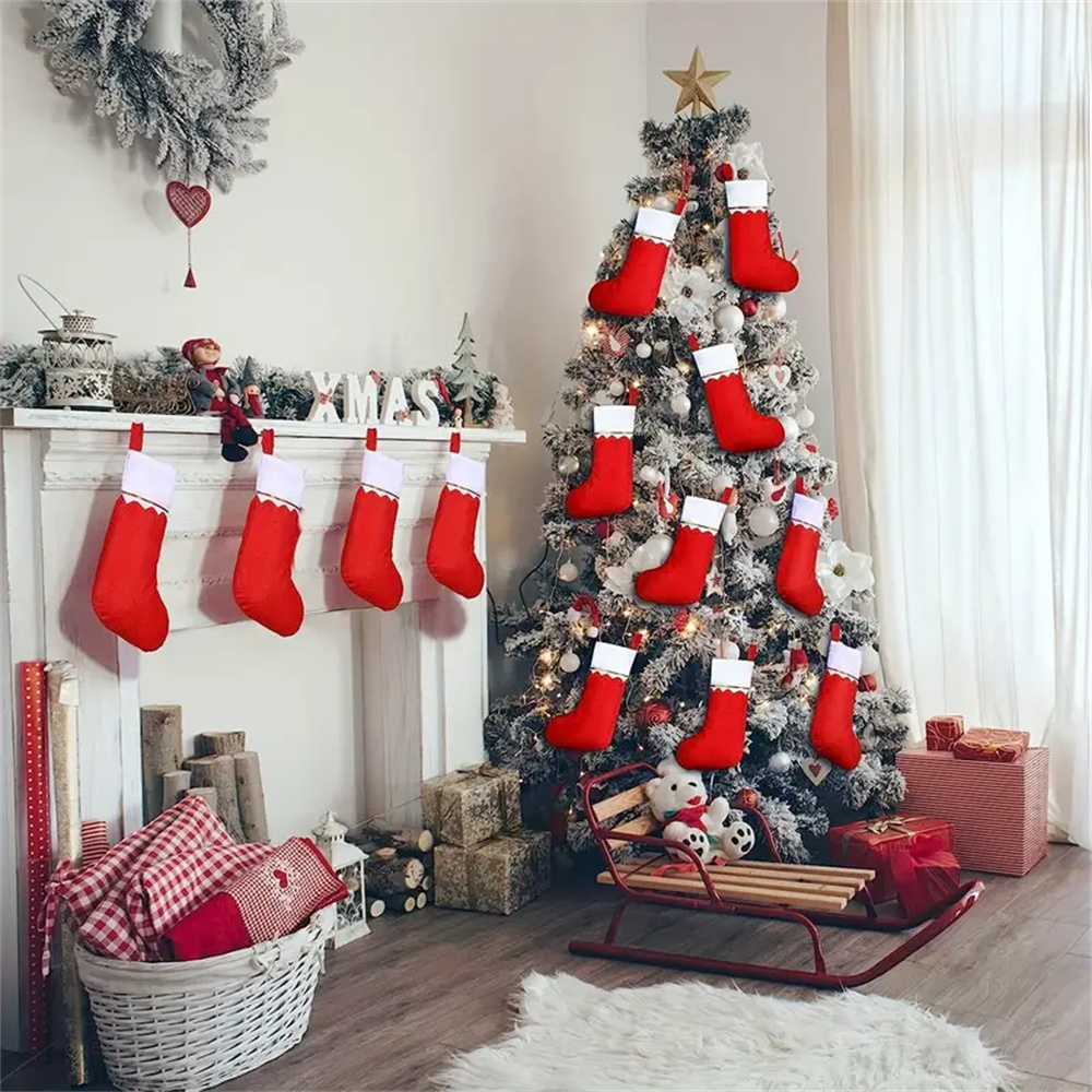 12 قطعة جوارب عيد الميلاد الحم - مراجعة Christmas Stocking Hanging وسعره