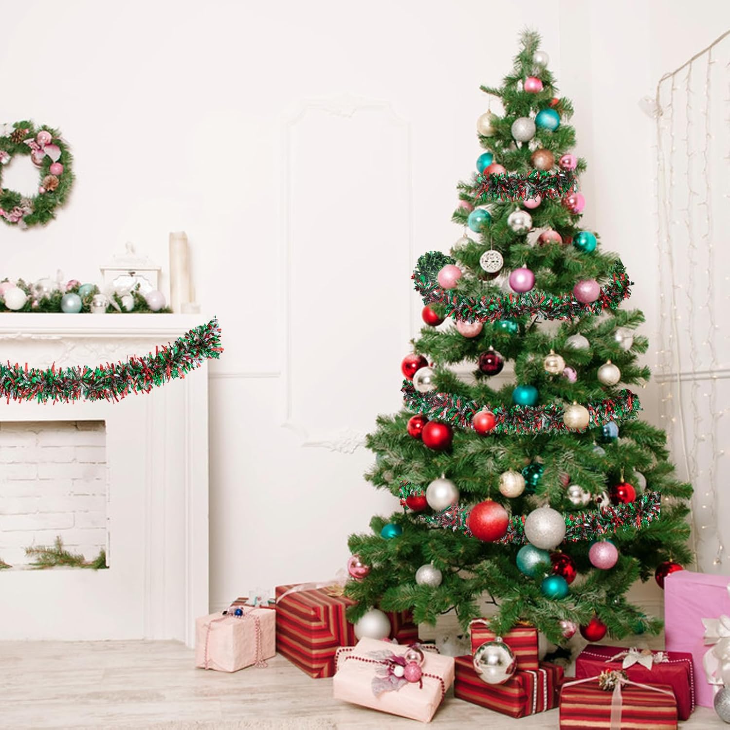 إكليل عيد الميلاد المعدني اللا - مراجعة Tinsel Garland Decoration وسعره