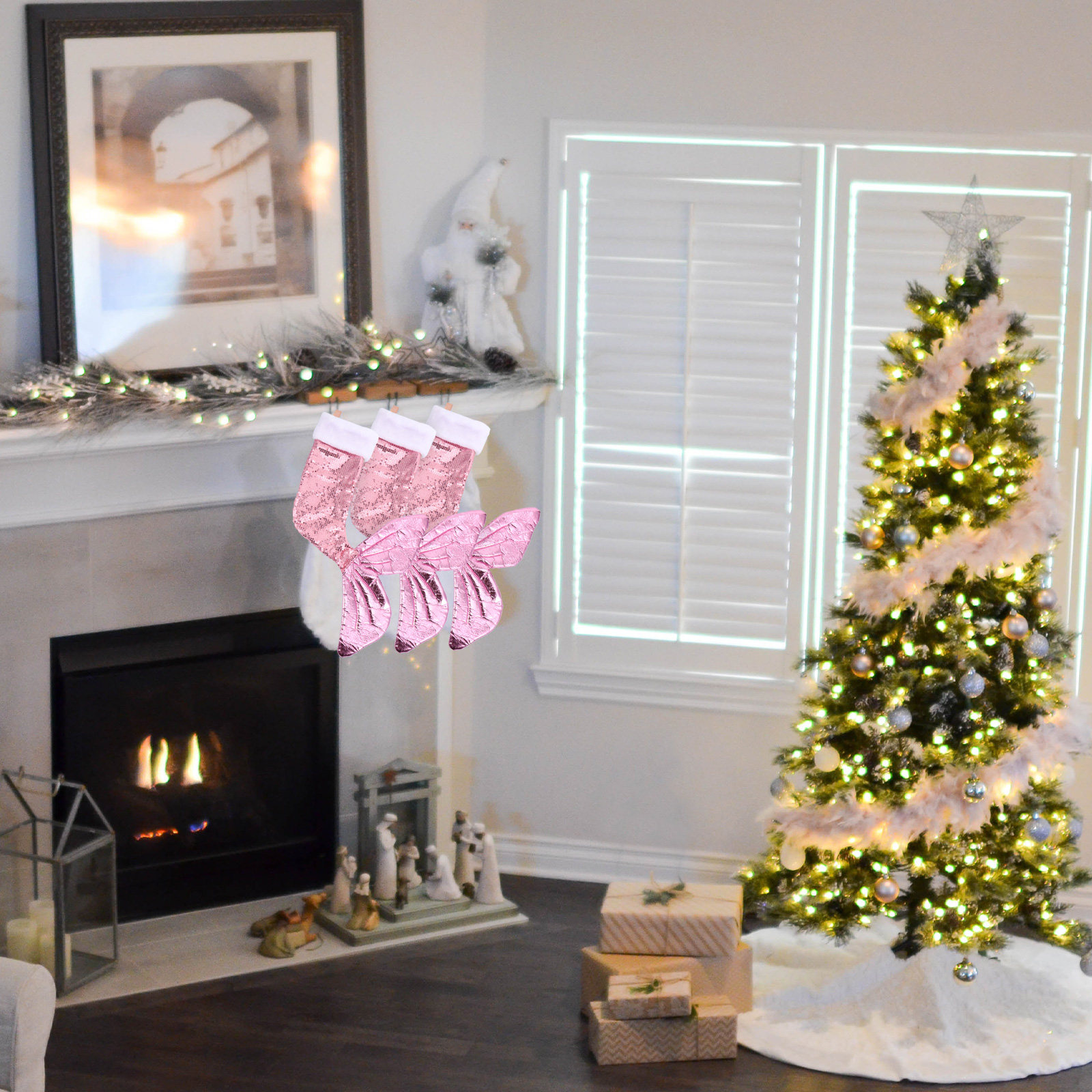زينة عيد الميلاد على شكل ذيل ح - مراجعة Christmas Stocking Hanging وسعره