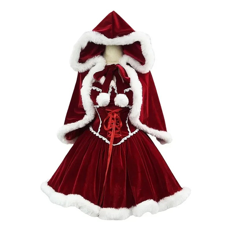 السنة الجديدة فستان أحمر عباءة - مراجعة Elf Costume Christmas وسعره