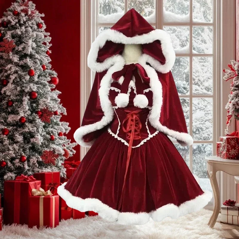 السنة الجديدة فستان أحمر عباءة - مراجعة Elf Costume Christmas وسعره