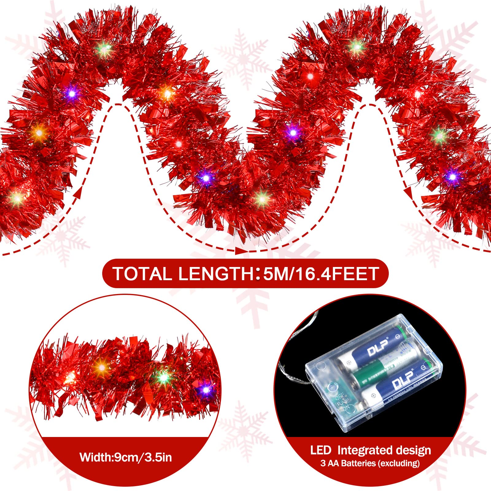 1/3 قطعة 5 متر زينة إكليل بهرج - مراجعة Tinsel Garland Decoration وسعره