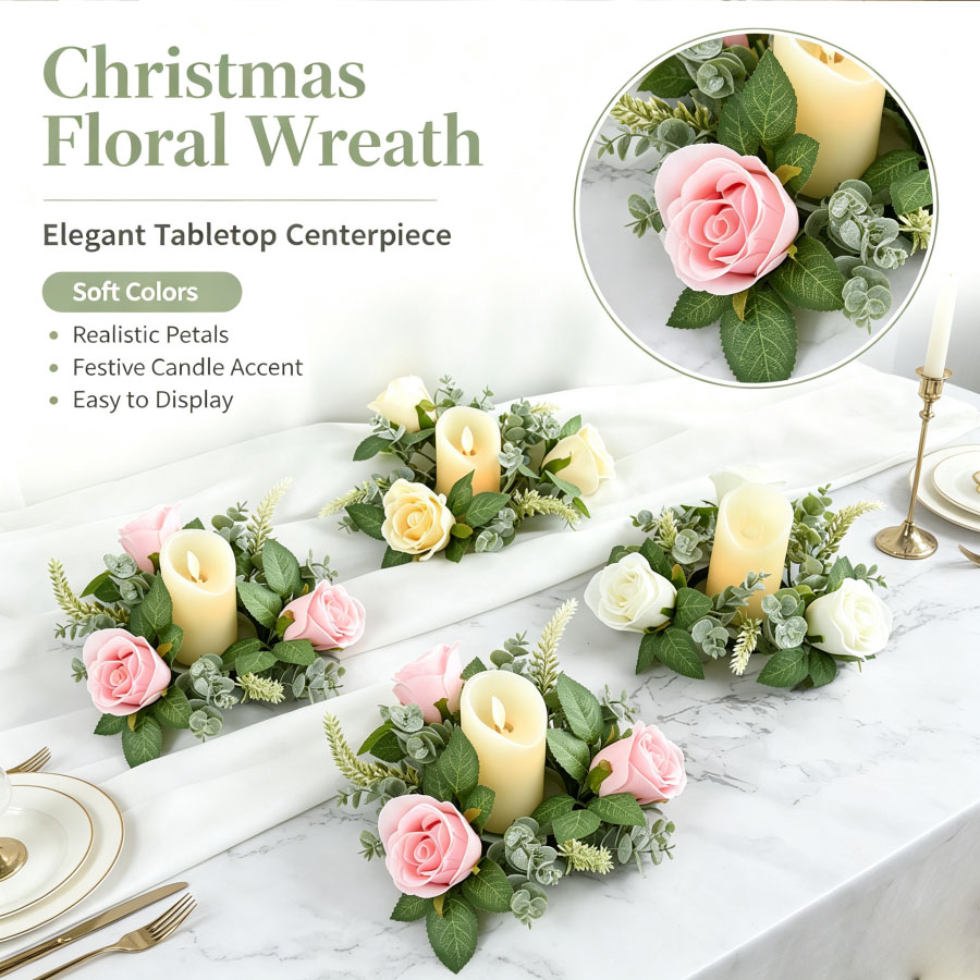 حامل شموع على شكل إكليل ورود ص - مراجعة Christmas Wreath Fake وسعره
