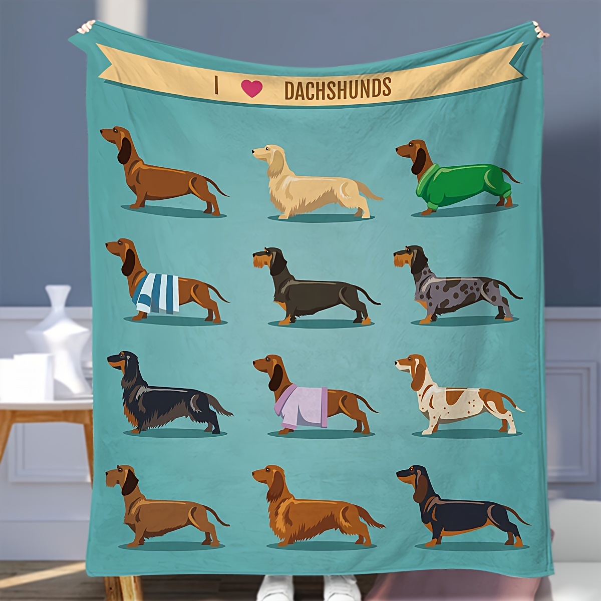 بطانية كلب داشهند لطيفة لعيد ا - مراجعة Christmas Throw Blanket وسعره