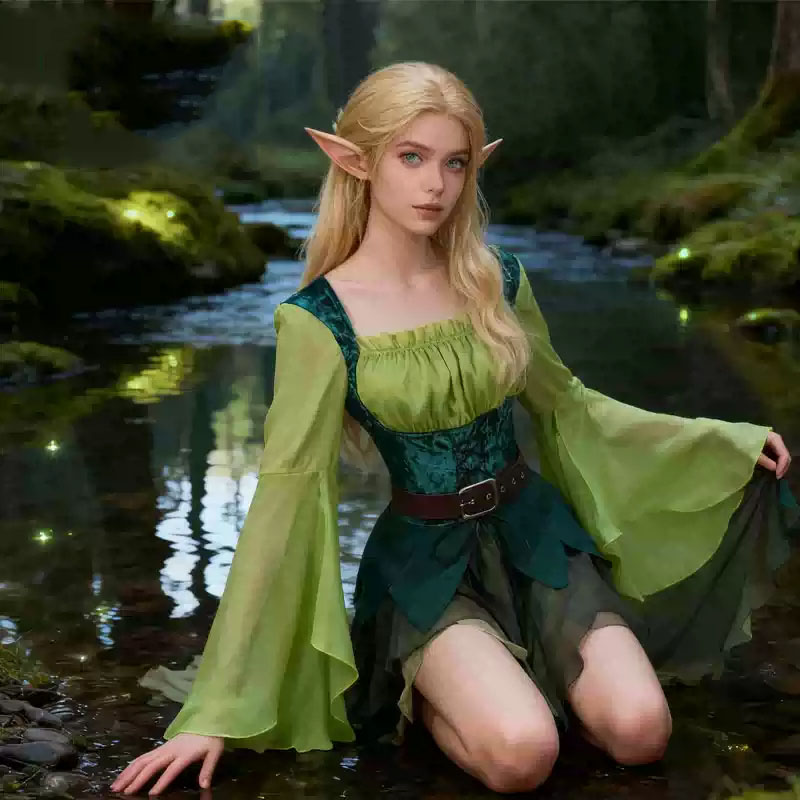 فستان نسائي أخضر على طراز الجن - مراجعة Elf Costume Christmas وسعره